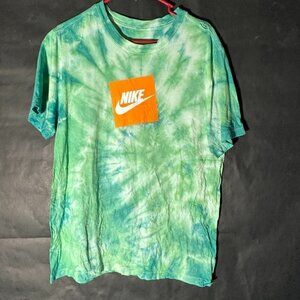 Nike Tee Tie Dye Shirt Size Medium Green Tied Dyed T-Shirt Tee Big Swoosh